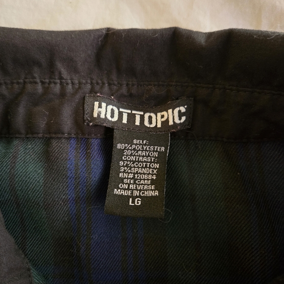 Hot Topic Green Blue Plaid Flannel Sleeveless Button Up Collared Vest 90s y2k - Picture 4 of 9